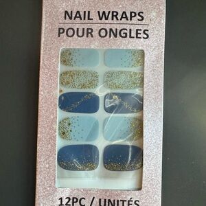 Blue and Gold Nail Wraps Set